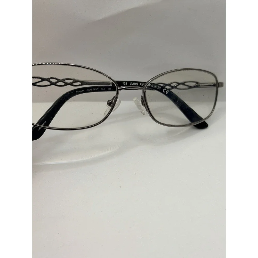 SAKS FIFTH AVENUE 283/T 6LB NOS Titanium Silver/Gold Eyeglasses Frame 55-16-135
